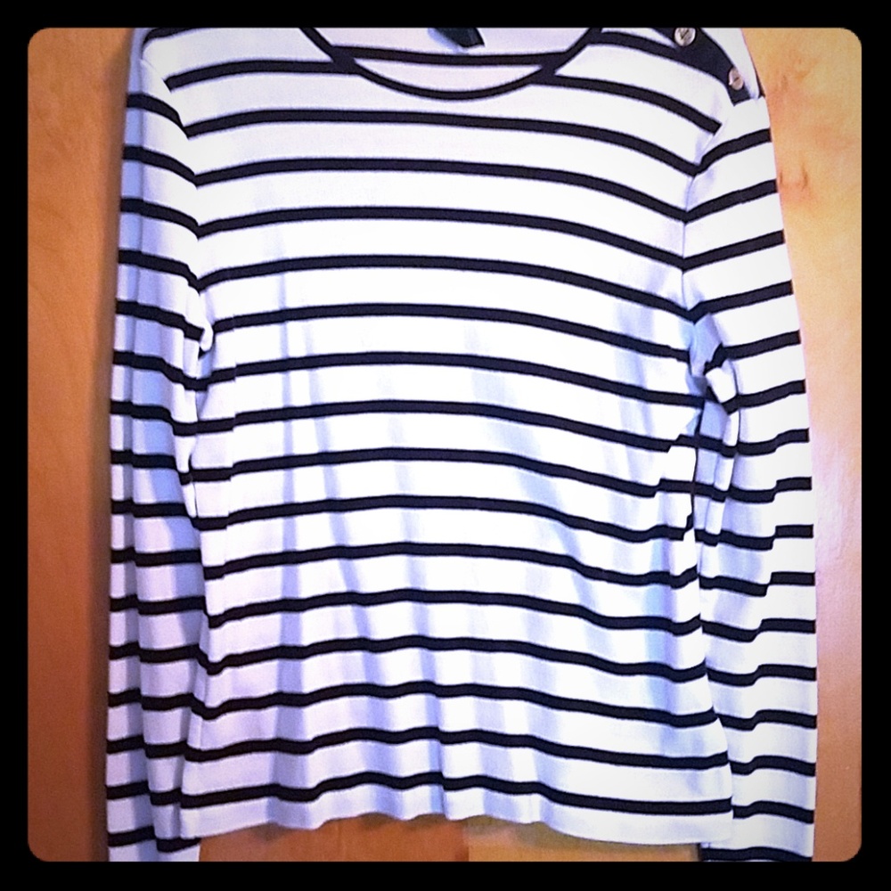 Ralph Lauren Navy and White Striped Top